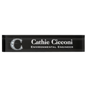C Faux Diamond Desk Plaque signalétique