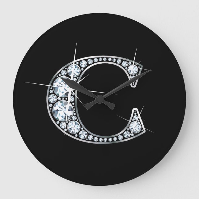 C Faux-"Diamond" Monogram Large Clock (Front)