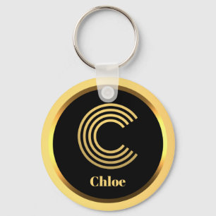 C Gold Monogrammed Letter Personalised Keychain