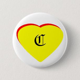 "C" Heart Yellow Red Wedding Invitation The MUSEUM 2 Inch Round Button