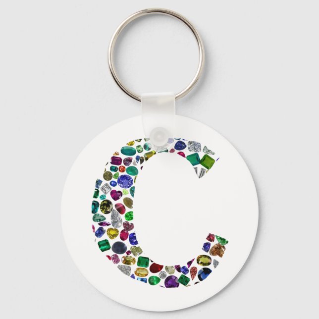 C Initial Gem Design Keychain (Front)