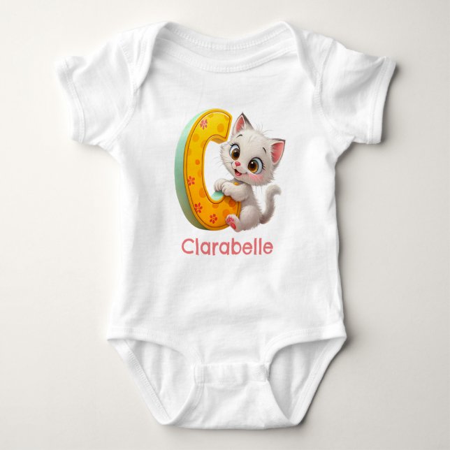 C is for Cat Personalize Baby Bodysuit (Front)