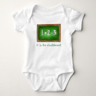 C is for Chalkboard Green School Slate Math ABCs Baby Bodysuit
