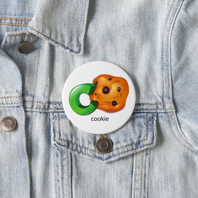 C is for Cookie Alphabet Letter Chocolate Chip 3 Inch Round Button (Creator Uploaded)