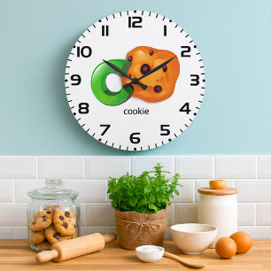 C is for Cookie Alphabet Letter Chocolate Chip Large Clock