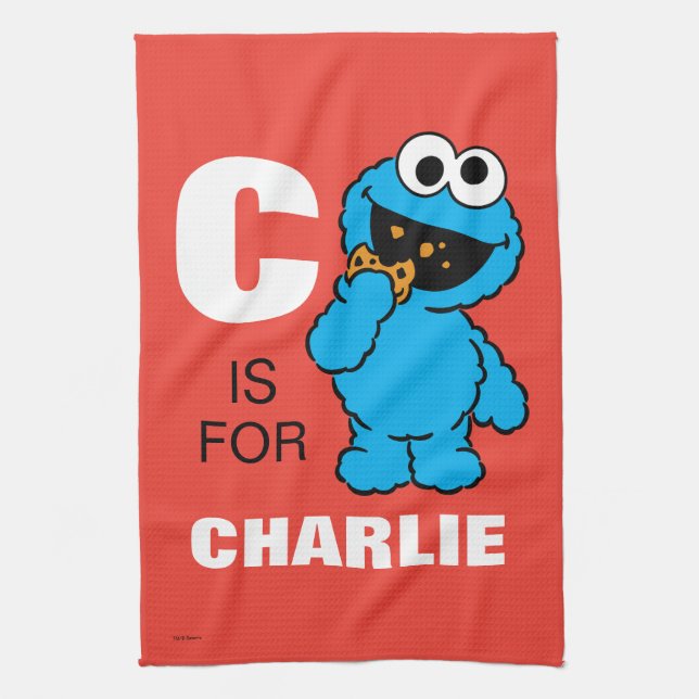 C is for Cookie Monster | Add Your Name Kitchen Towel (Vertical)