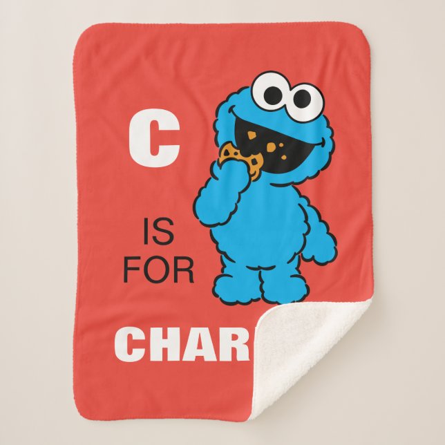 C is for Cookie Monster | Add Your Name Sherpa Blanket (Front)
