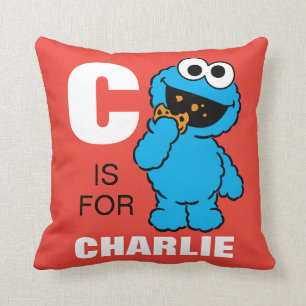 C is for Cookie Monster   Add Your Name Throw Pillow