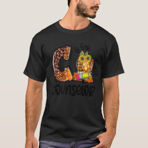 C Is For Counselor Leopard Pumpkin Fall Thanksgivi T-Shirt