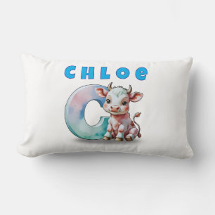 C is for Cow – Personalized Baby Lumbar Pillow 