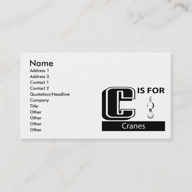 C Is For Cranes Business Card (Front)
