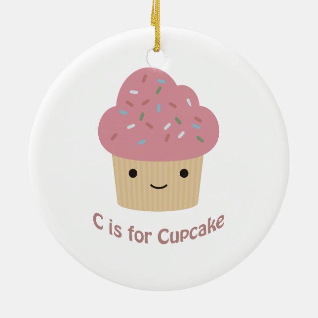 C is for cupcake ceramic ornament (Back)
