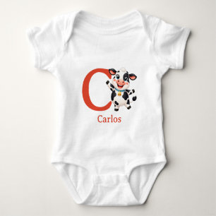 C is for Cute Cow Personalize Baby Bodysuit