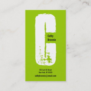 C Letter Alphabet Business Card Olive