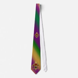 C-Letter Monogram Fleur de Liz Mardi Gras Tie