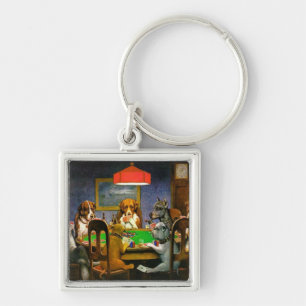C. M. Coolidge Dogs Pets Poker Cards Humour Destin Keychain