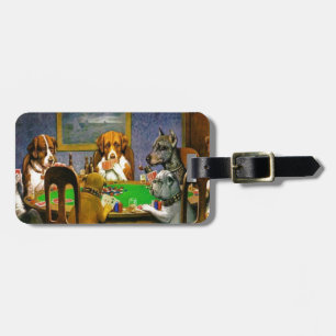C. M. Coolidge Dogs Pets Poker Cards Humour Destin Luggage Tag