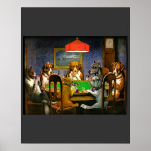 C. M. Coolidge Dogs Pets Poker Cards Humour Destin Poster