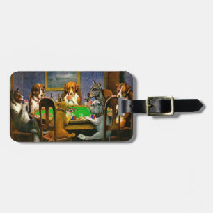 C.M. Coolidge Dogs Playing Poker Luggage Tag