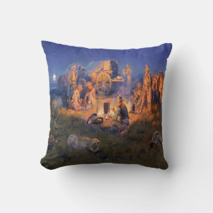 C M Russell Laugh Kills Lonesome Western  Throw Pillow