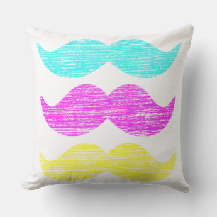 C M Y Moustaches (letterpress style) Throw Pillow