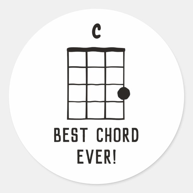 C Major Best Chord Ever Ukulele Lover Classic Round Sticker (Front)
