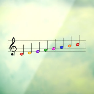 C Major Scale in Treble Clef Kids Music Literacy Window Cling