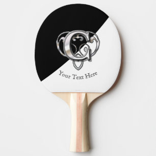 C - Modern Metallic Monogram (Silver) Ping Pong Paddle