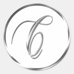 C Monogram Faux Silver Envelope Or Favour Seal