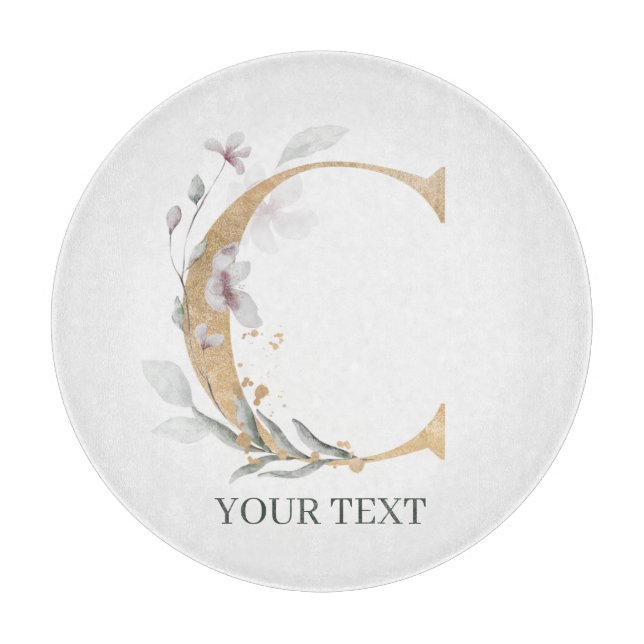 C Monogram Floral Personalized Cutting Board (Front)