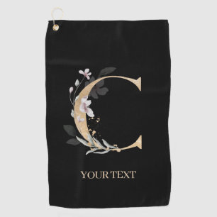 C Monogram Floral Personalized Golf Towel