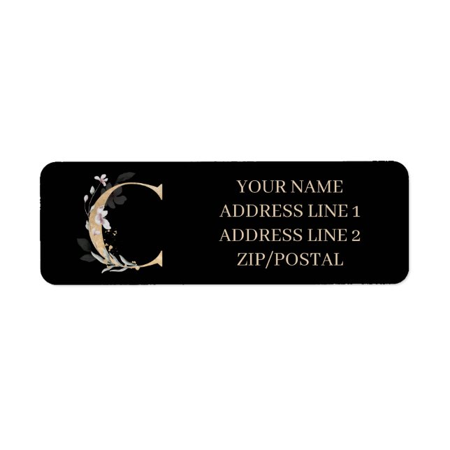 C Monogram Floral Personalized Label (Front)