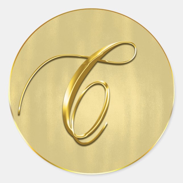 C Monogram Gold Seal Wedding Invitation Holiday (Front)