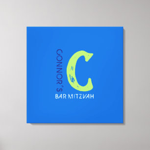 C Monogram Initial Bar Bat Mitzvah Sign-In Board Canvas Print