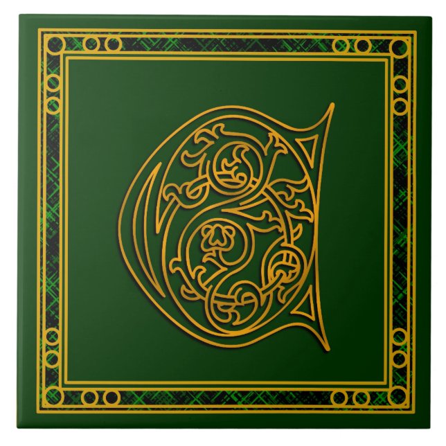 C Monogram "Irish Gold on Green" Ceramic Tiles (Front)
