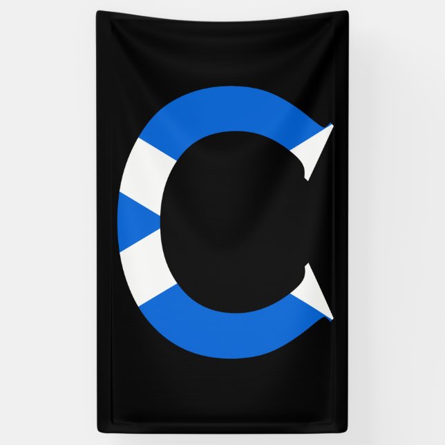 C Monogram overlaid on Scottish Flag (v) bnrcnt Banner (Vertical)