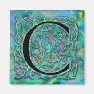 C Monogramme "Besque Jardin Vert" Magnet Carré