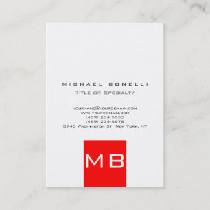 c Monogramme Carte de visite blanc rouge tendance
