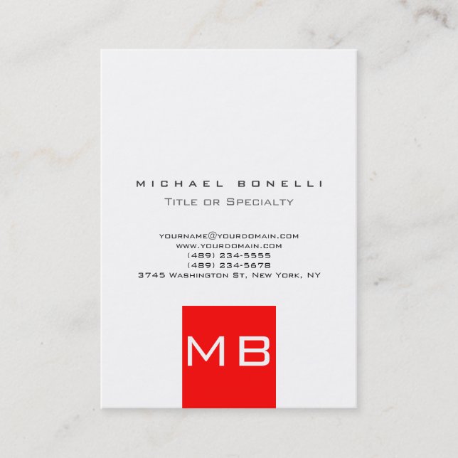 c Monogramme Carte de visite blanc rouge tendance (Devant)