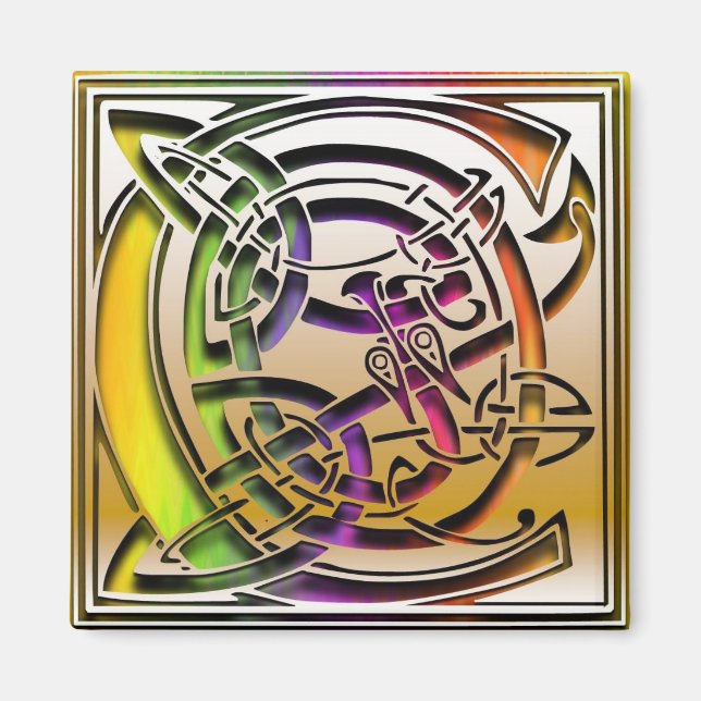 C Monogramme "Celtic Rainbow" Magnet Carré (Devant)