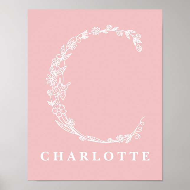 C Monogramme floral botanique Poster de pépinière  (Devant)