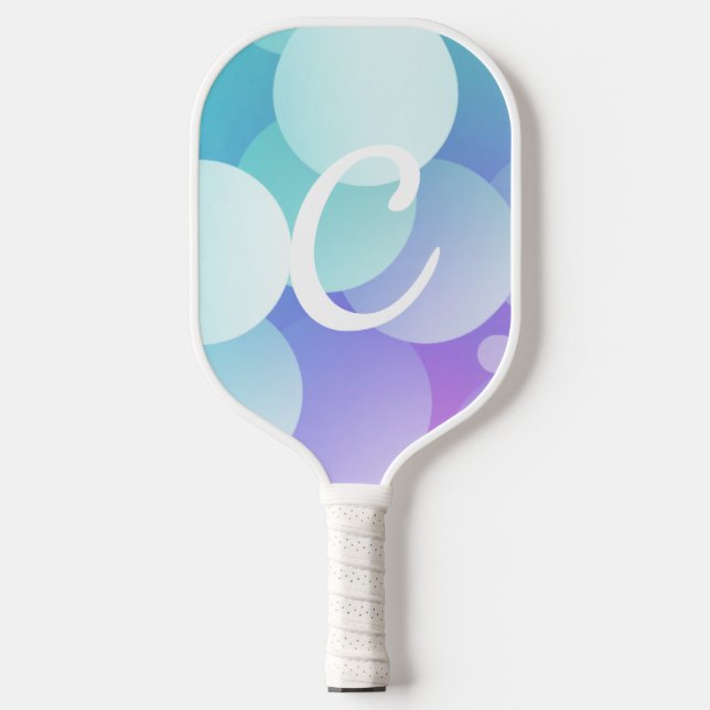 C Name Pickleball Paddle Purple Blue Bubble Modern (Front)