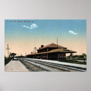C & NW Railroad Depot Poster