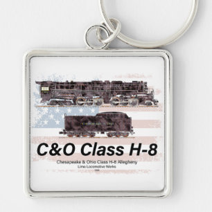 C&O Class H-8 Allegheny Locomotive - American flag Keychain