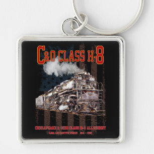C&O Class H-8 Allegheny Locomotive - American flag Keychain