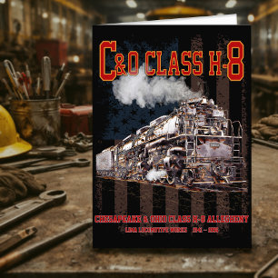C&O Class H-8 Allegheny Locomotive - American flag Thank You Card