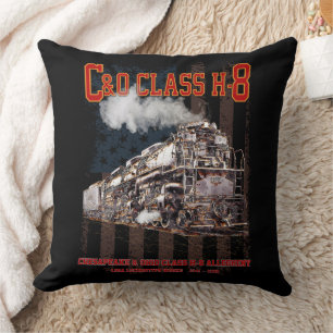 C&O Class H-8 Allegheny Locomotive - American flag Throw Pillow