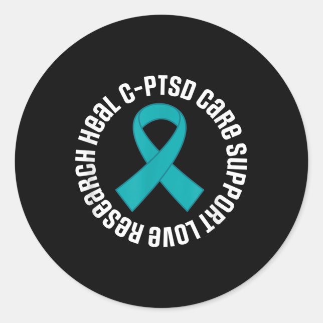 C-ptsd Awareness Ribbon Support Month  Classic Round Sticker (Front)