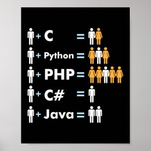 C Python Php Java Programmer Coding Poster