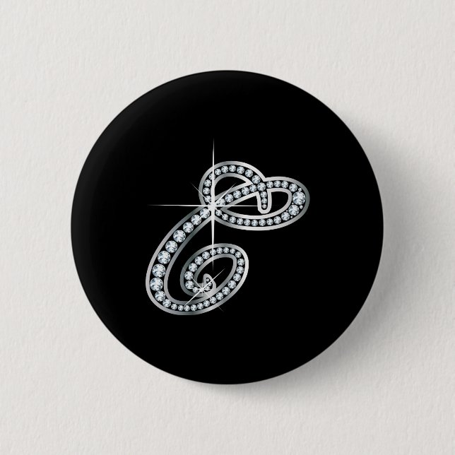 C Script "Diamond Bling" 2 Inch Round Button (Front)